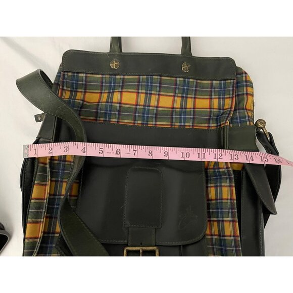 John Fluevog "Eddie Weekend" Plaid Canvas & Leather Tote - Picture 12 of 15
